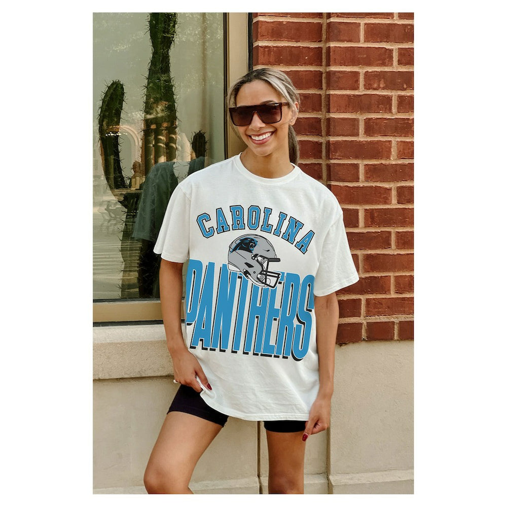 Carolina Panthers Gameday Couture Women's Oversized Classic Fierce Focus T-Shirt White