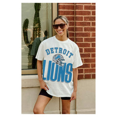 Detroit Lions Gameday Couture Women's Oversized Classic Fierce Focus T-Shirt White