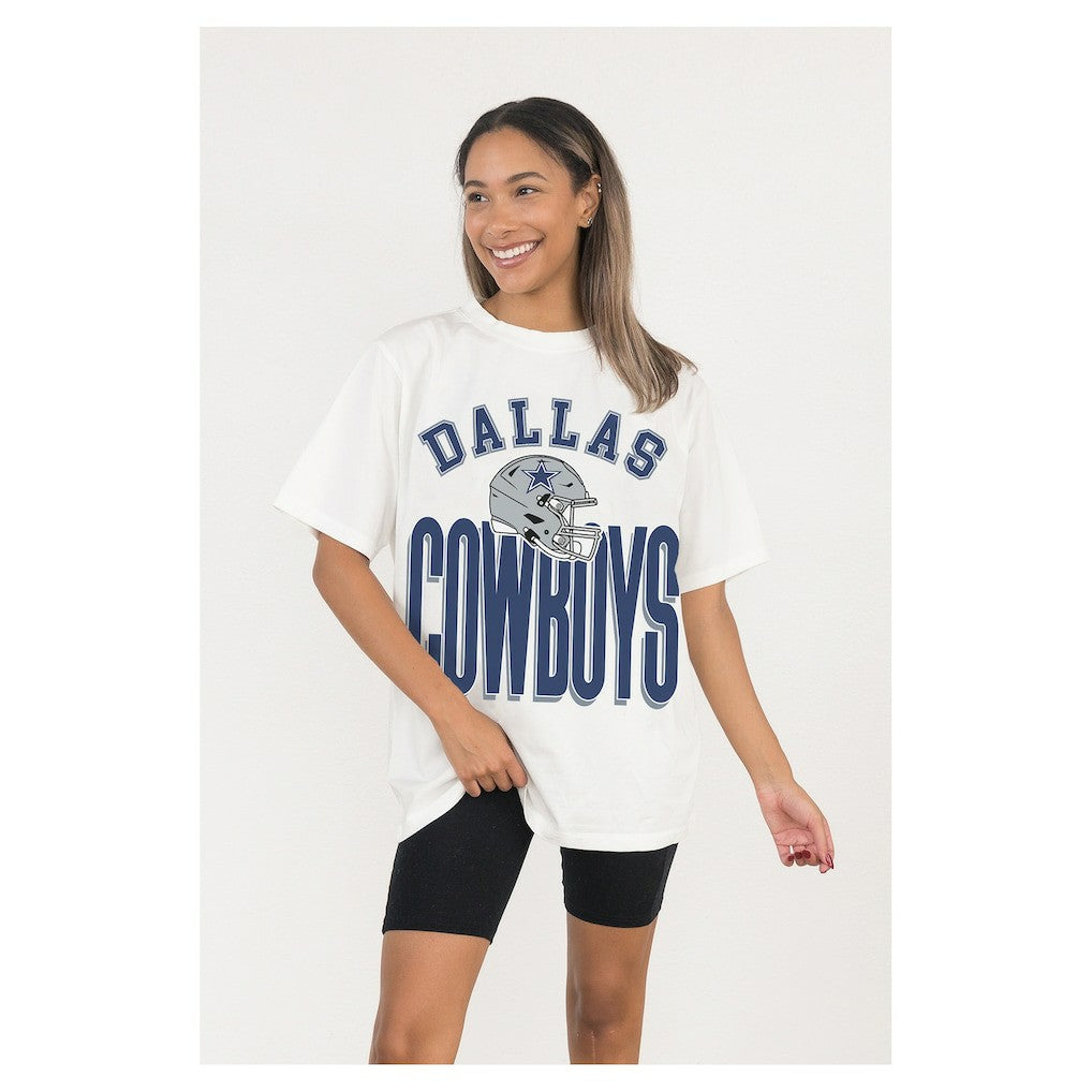 Dallas Cowboys Gameday Couture Women's Oversized Classic Fierce Focus T-Shirt White