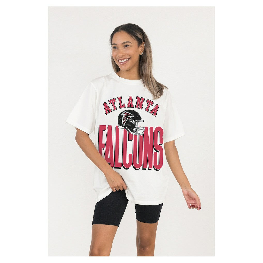 Atlanta Falcons Gameday Couture Women's Oversized Classic Fierce Focus T-Shirt White