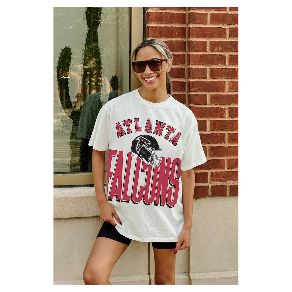 Atlanta Falcons Gameday Couture Women's Oversized Classic Fierce Focus T-Shirt White