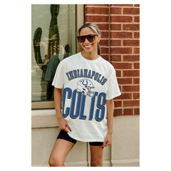 Indianapolis Colts Gameday Couture Women's Oversized Classic Fierce Focus T-Shirt White