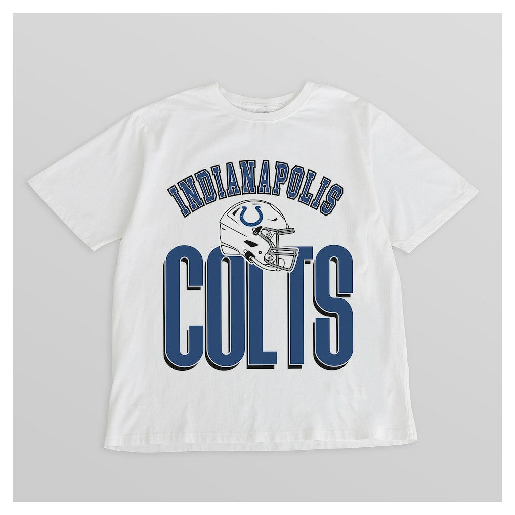 Indianapolis Colts Gameday Couture Women's Oversized Classic Fierce Focus T-Shirt White