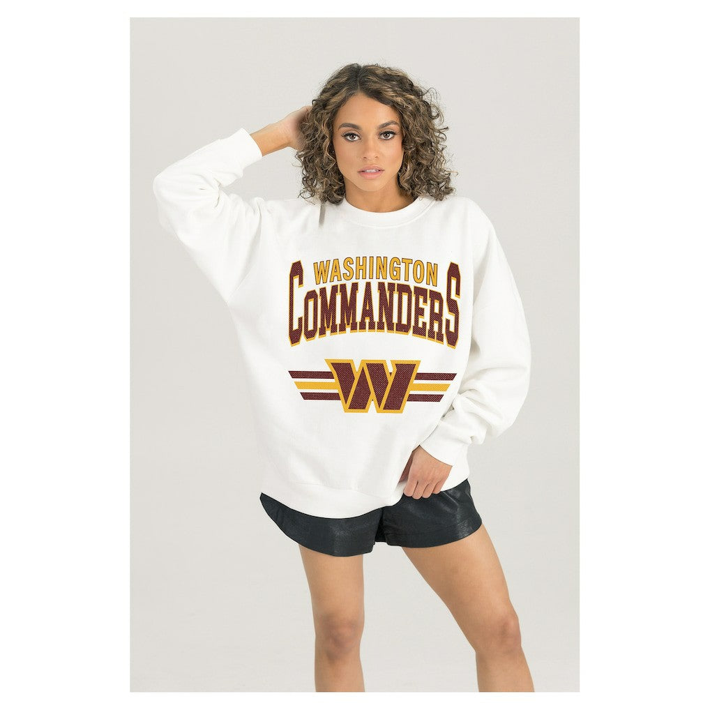 Washington Commanders Gameday Couture Women's Swift Strike Premium Oversized Fleece Pullover Sweatshirt White
