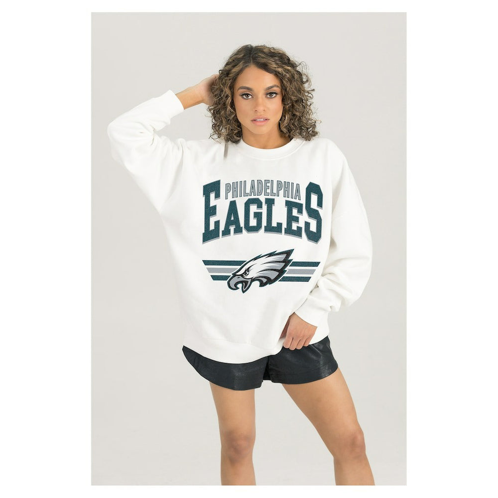 Philadelphia Eagles Gameday Couture Women's Swift Strike Premium Oversized Fleece Pullover Sweatshirt White