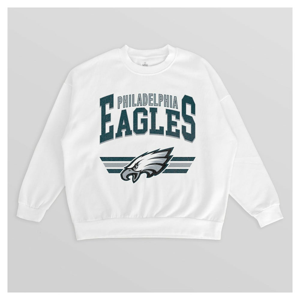Philadelphia Eagles Gameday Couture Women's Swift Strike Premium Oversized Fleece Pullover Sweatshirt White
