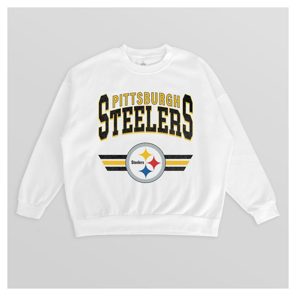 Pittsburgh Steelers Gameday Couture Women's Swift Strike Premium Oversized Fleece Pullover Sweatshirt White