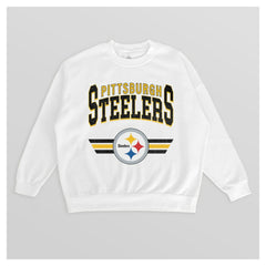 Pittsburgh Steelers Gameday Couture Women's Swift Strike Premium Oversized Fleece Pullover Sweatshirt White