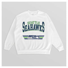 Seattle Seahawks Gameday Couture Women's Swift Strike Premium Oversized Fleece Pullover Sweatshirt White