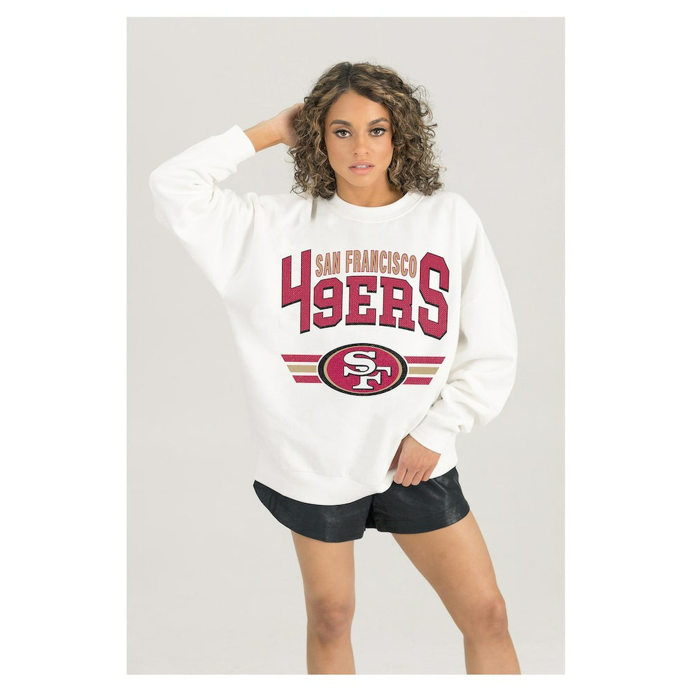 San Francisco 49ers Gameday Couture Women's Swift Strike Premium Oversized Fleece Pullover Sweatshirt White