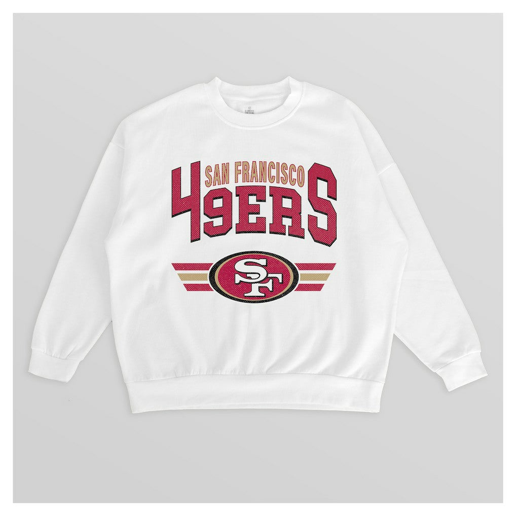 San Francisco 49ers Gameday Couture Women's Swift Strike Premium Oversized Fleece Pullover Sweatshirt White