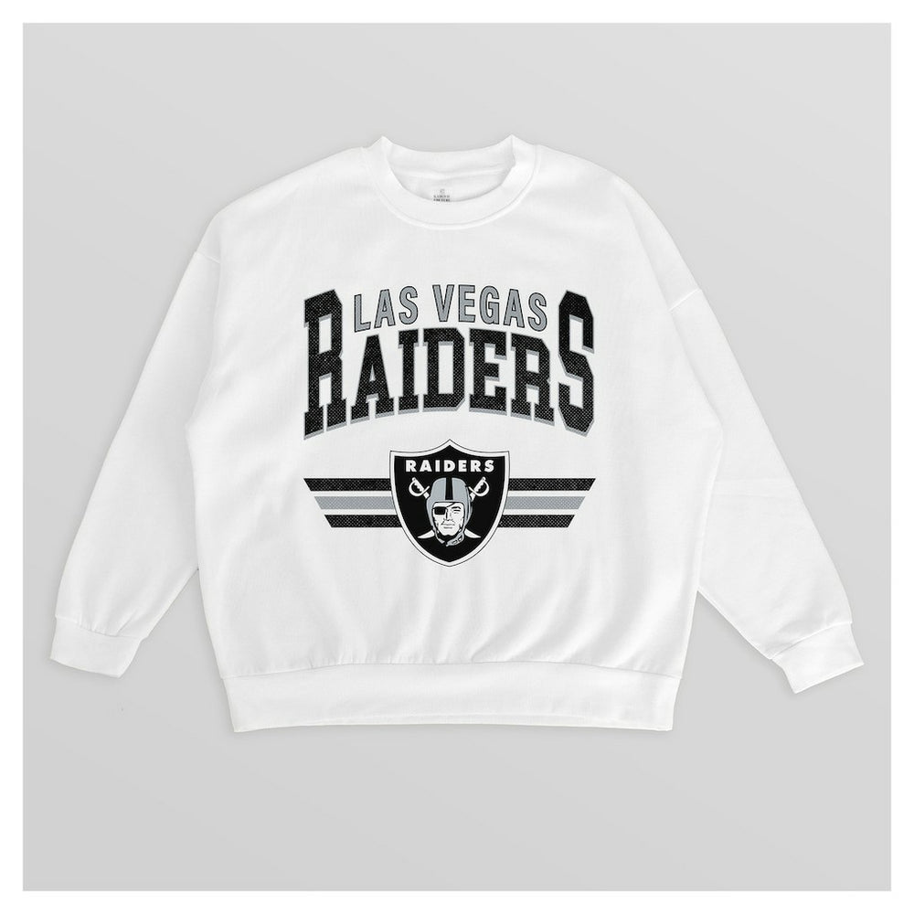 Las Vegas Raiders Gameday Couture Women's Swift Strike Premium Oversized Fleece Pullover Sweatshirt White