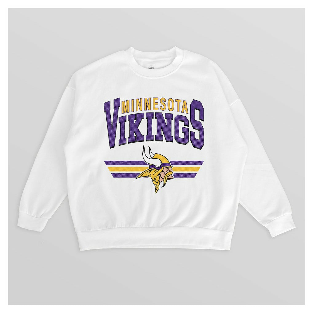 Minnesota Vikings Gameday Couture Women's Swift Strike Premium Oversized Fleece Pullover Sweatshirt White