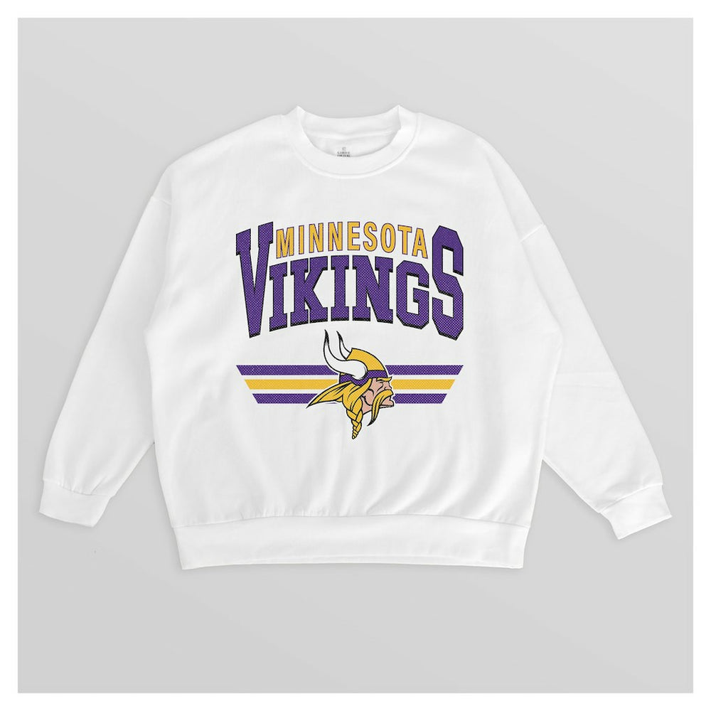 Minnesota Vikings Gameday Couture Women's Swift Strike Premium Oversized Fleece Pullover Sweatshirt White