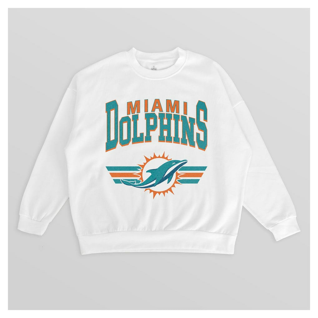 Miami Dolphins Gameday Couture Women's Swift Strike Premium Oversized Fleece Pullover Sweatshirt White