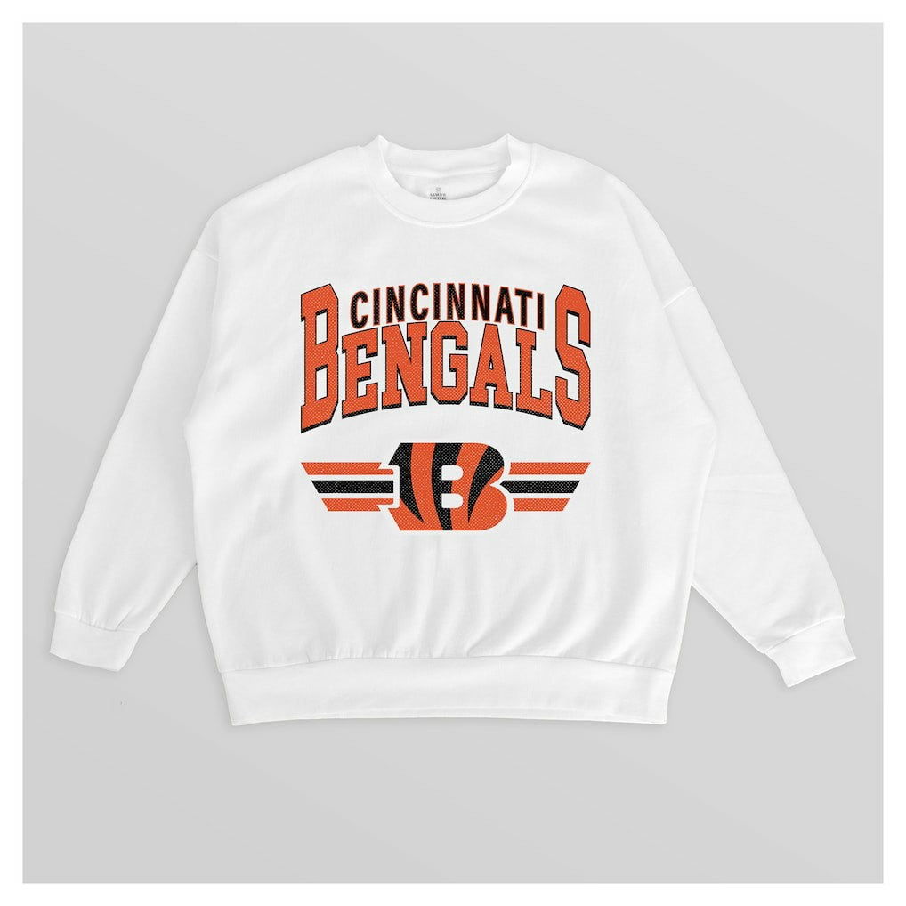 Cincinnati Bengals Gameday Couture Women's Swift Strike Premium Oversized Fleece Pullover Sweatshirt White