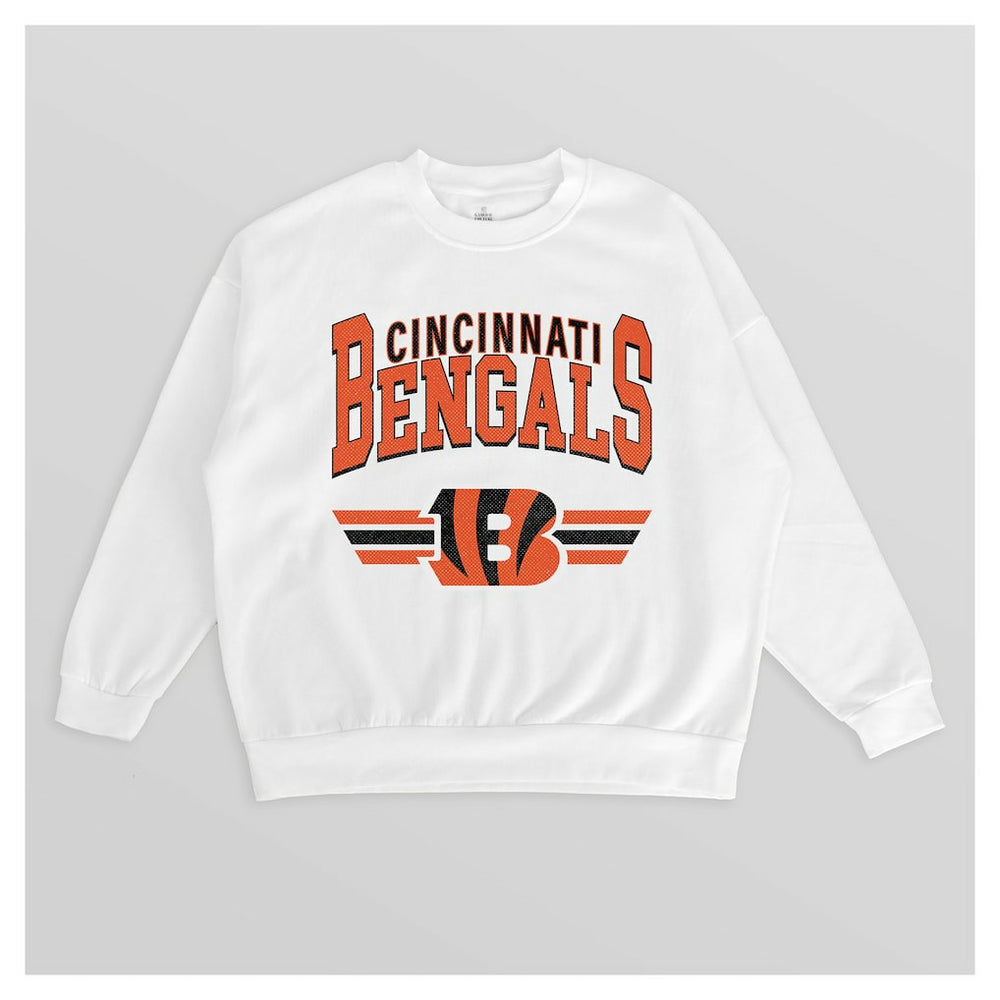 Cincinnati Bengals Gameday Couture Women's Swift Strike Premium Oversized Fleece Pullover Sweatshirt White