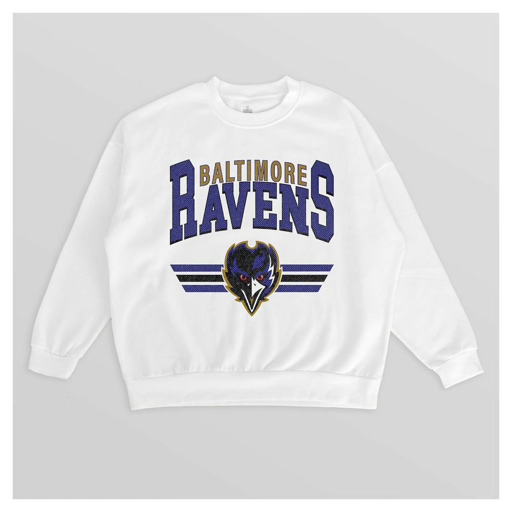 Baltimore Ravens Gameday Couture Women's Swift Strike Premium Oversized Fleece Pullover Sweatshirt White