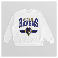 Baltimore Ravens Gameday Couture Women's Swift Strike Premium Oversized Fleece Pullover Sweatshirt White