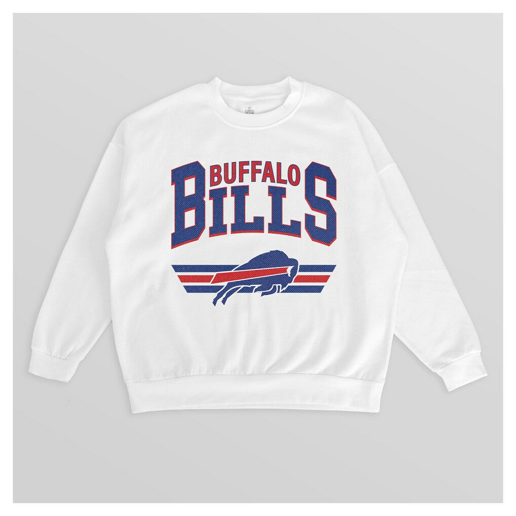 Buffalo Bills Gameday Couture Women's Swift Strike Premium Oversized Fleece Pullover Sweatshirt White