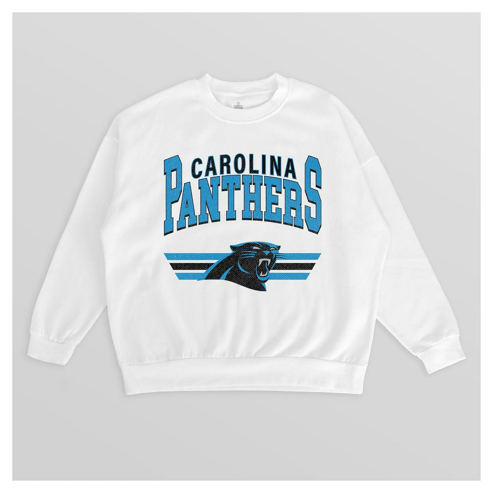 Carolina Panthers Gameday Couture Women's Swift Strike Premium Oversized Fleece Pullover Sweatshirt White