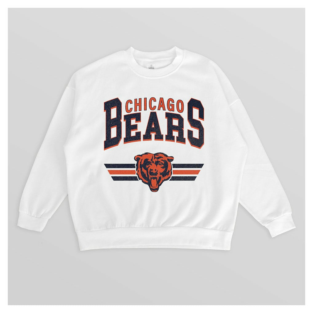 Chicago Bears Gameday Couture Women's Swift Strike Premium Oversized Fleece Pullover Sweatshirt White