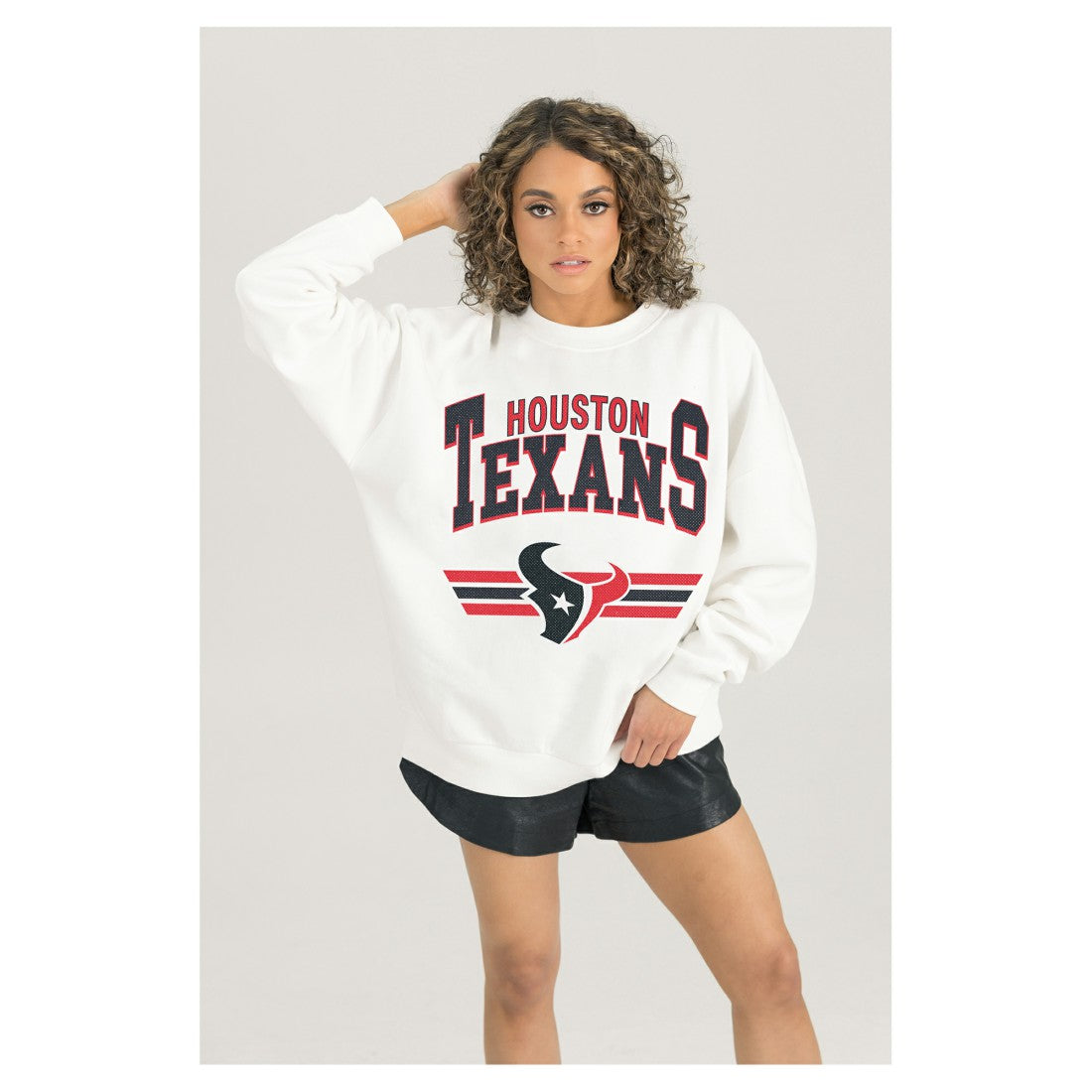 Houston Texans Gameday Couture Women's Swift Strike Premium Oversized Fleece Pullover Sweatshirt White