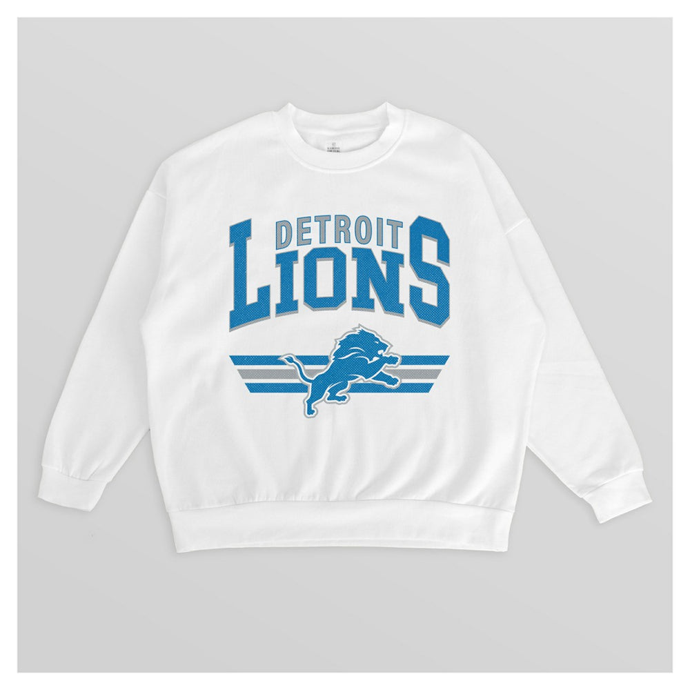 Detroit Lions Gameday Couture Women's Swift Strike Premium Oversized Fleece Pullover Sweatshirt White