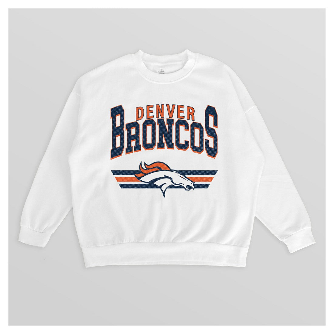 Denver Broncos Gameday Couture Women's Swift Strike Premium Oversized Fleece Pullover Sweatshirt White