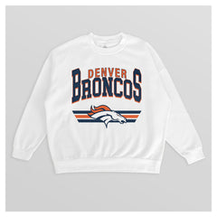 Denver Broncos Gameday Couture Women's Swift Strike Premium Oversized Fleece Pullover Sweatshirt White