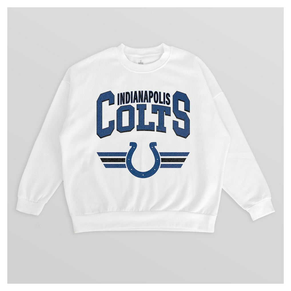 Indianapolis Colts Gameday Couture Women's Swift Strike Premium Oversized Fleece Pullover Sweatshirt White