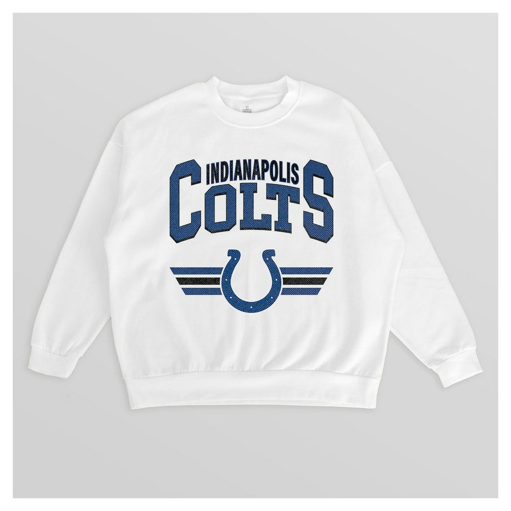 Indianapolis Colts Gameday Couture Women's Swift Strike Premium Oversized Fleece Pullover Sweatshirt White