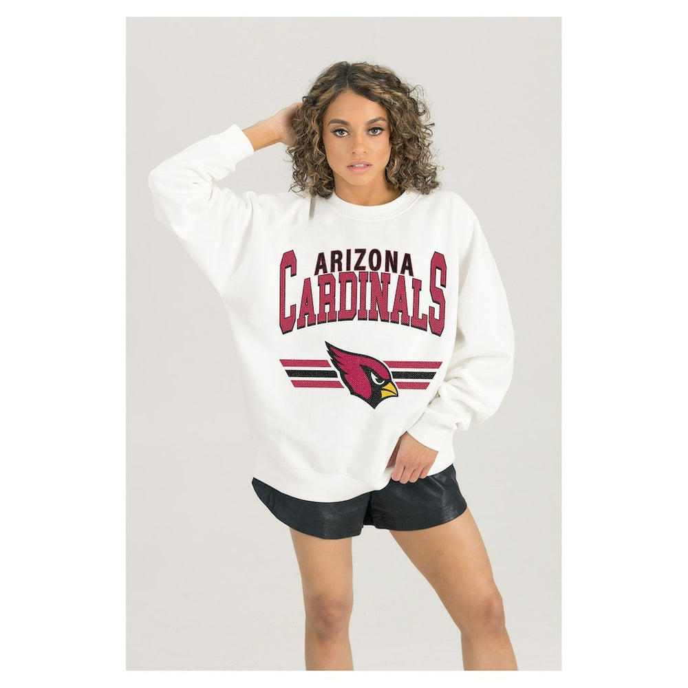 Arizona Cardinals Gameday Couture Women's Swift Strike Premium Oversized Fleece Pullover Sweatshirt White