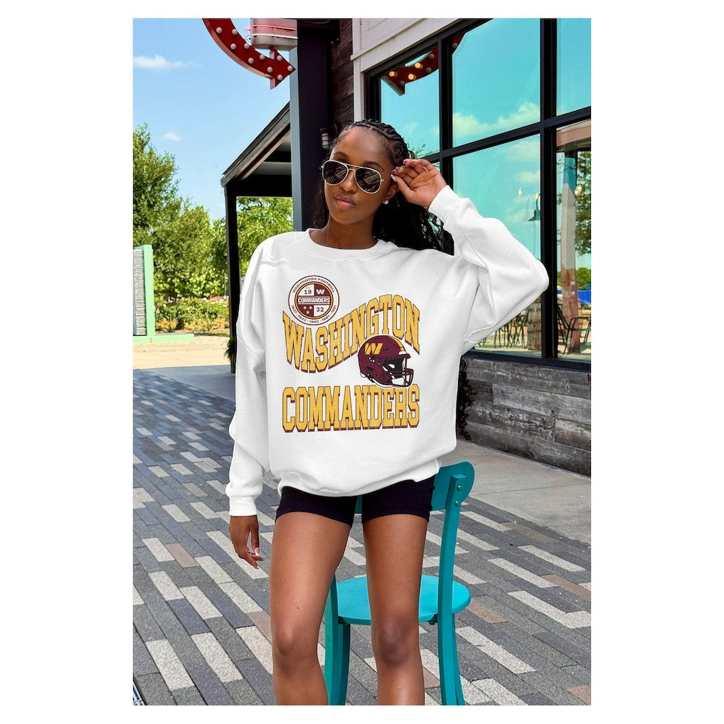 Washington Commanders Gameday Couture Women's Oversized Hard Earned Premium Fleece Pullover Sweatshirt White