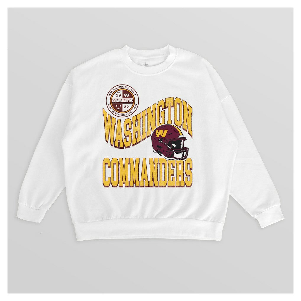 Washington Commanders Gameday Couture Women's Oversized Hard Earned Premium Fleece Pullover Sweatshirt White