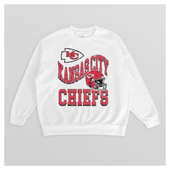 Kansas City Chiefs Gameday Couture Women's Oversized Hard Earned Premium Fleece Pullover Sweatshirt White