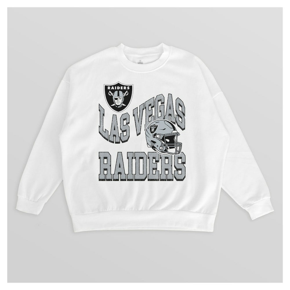 Las Vegas Raiders Gameday Couture Women's Oversized Hard Earned Premium Fleece Pullover Sweatshirt White