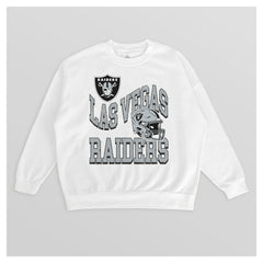 Las Vegas Raiders Gameday Couture Women's Oversized Hard Earned Premium Fleece Pullover Sweatshirt White