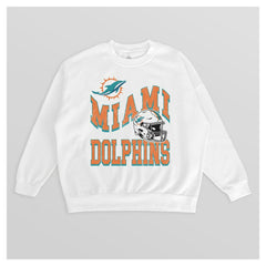 Miami Dolphins Gameday Couture Women's Oversized Hard Earned Premium Fleece Pullover Sweatshirt White