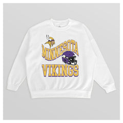 Minnesota Vikings Gameday Couture Women's Oversized Hard Earned Premium Fleece Pullover Sweatshirt White