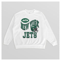 New York Jets Gameday Couture Women's Oversized Hard Earned Premium Fleece Pullover Sweatshirt White