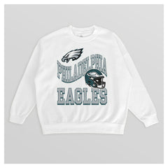Philadelphia Eagles Gameday Couture Women's Oversized Hard Earned Premium Fleece Pullover Sweatshirt White
