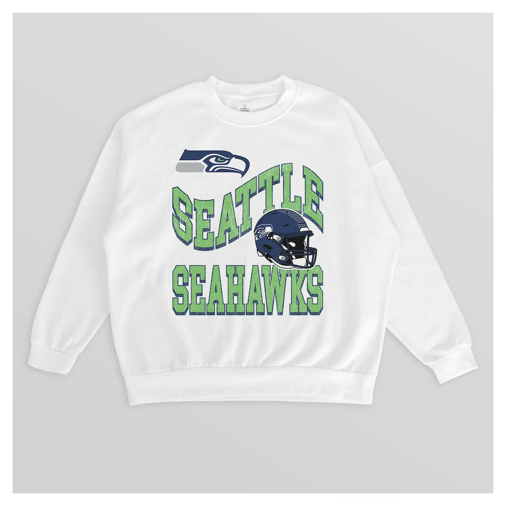 Seattle Seahawks Gameday Couture Women's Oversized Hard Earned Premium Fleece Pullover Sweatshirt White