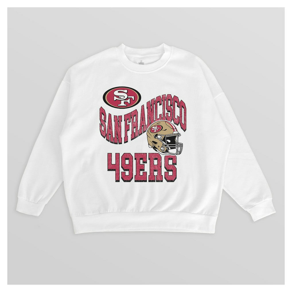 San Francisco 49ers Gameday Couture Women's Oversized Hard Earned Premium Fleece Pullover Sweatshirt White