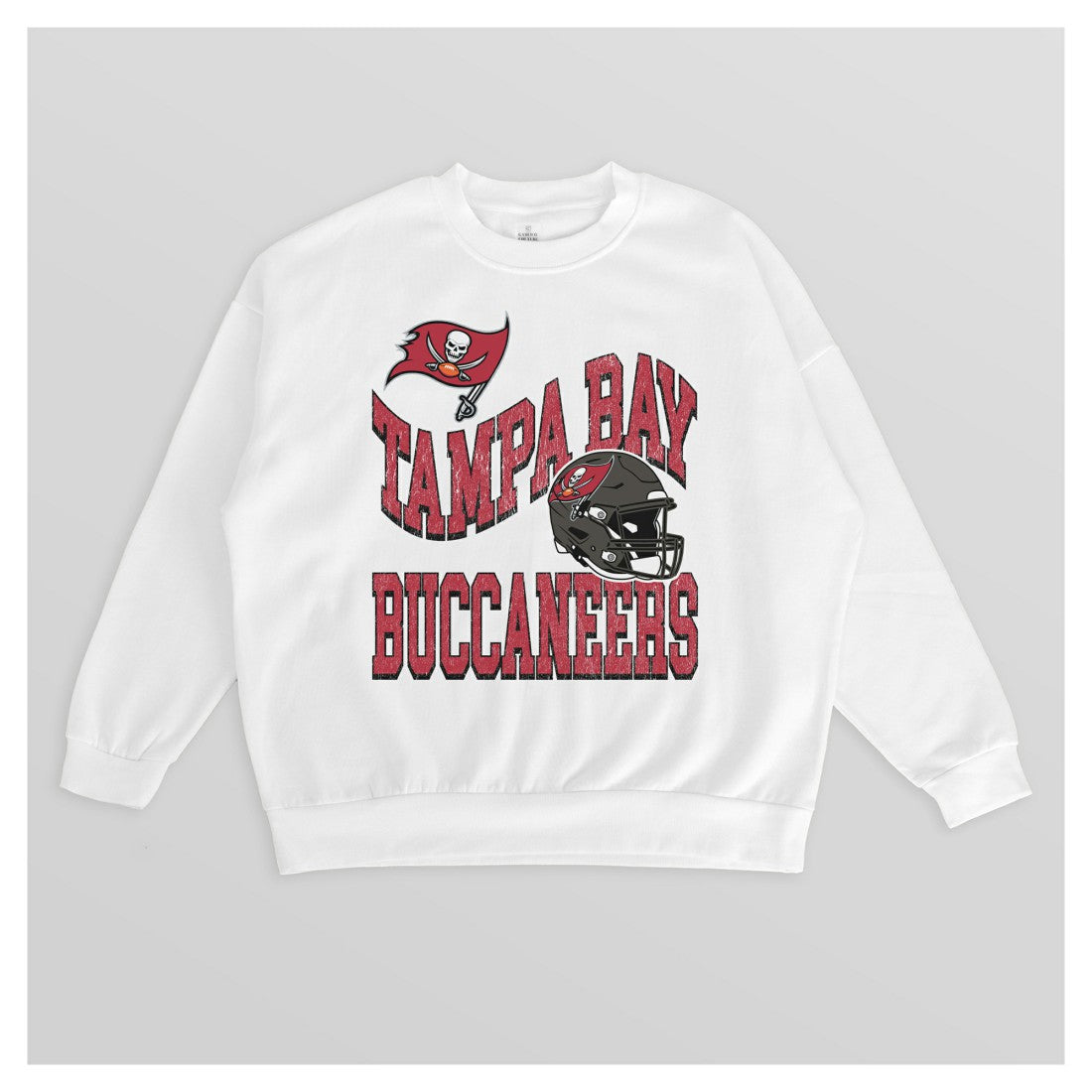 Tampa Bay Buccaneers Gameday Couture Women's Oversized Hard Earned Premium Fleece Pullover Sweatshirt White
