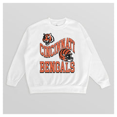 Cincinnati Bengals Gameday Couture Women's Oversized Hard Earned Premium Fleece Pullover Sweatshirt White