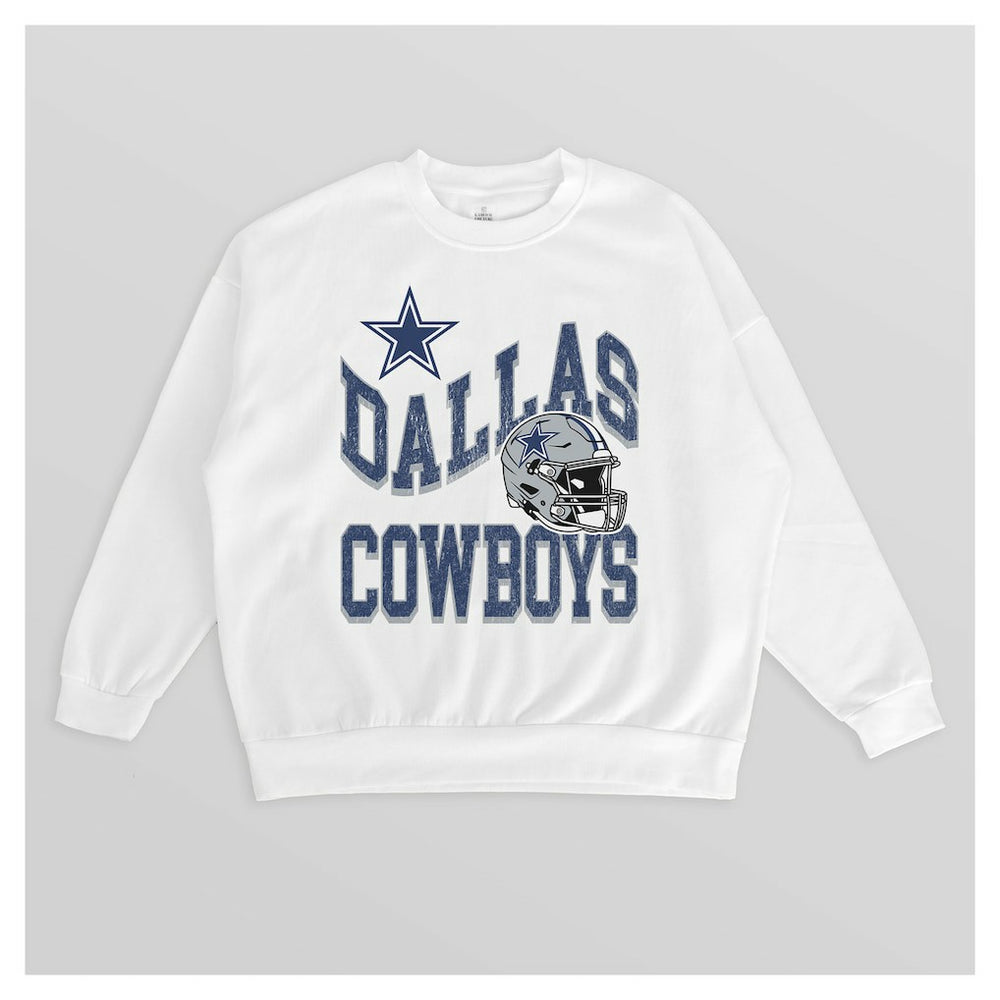 Dallas Cowboys Gameday Couture Women's Oversized Hard Earned Premium Fleece Pullover Sweatshirt White