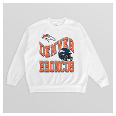Denver Broncos Gameday Couture Women's Oversized Hard Earned Premium Fleece Pullover Sweatshirt White