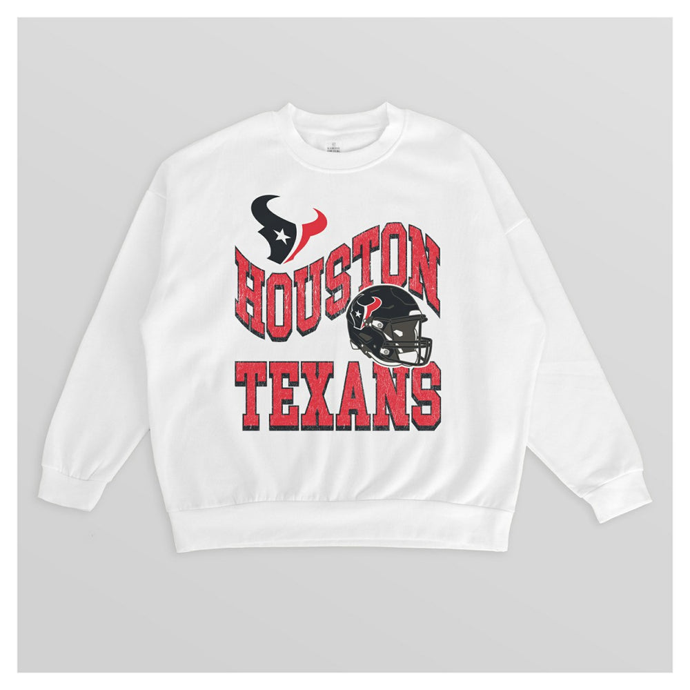 Houston Texans Gameday Couture Women's Oversized Hard Earned Premium Fleece Pullover Sweatshirt White