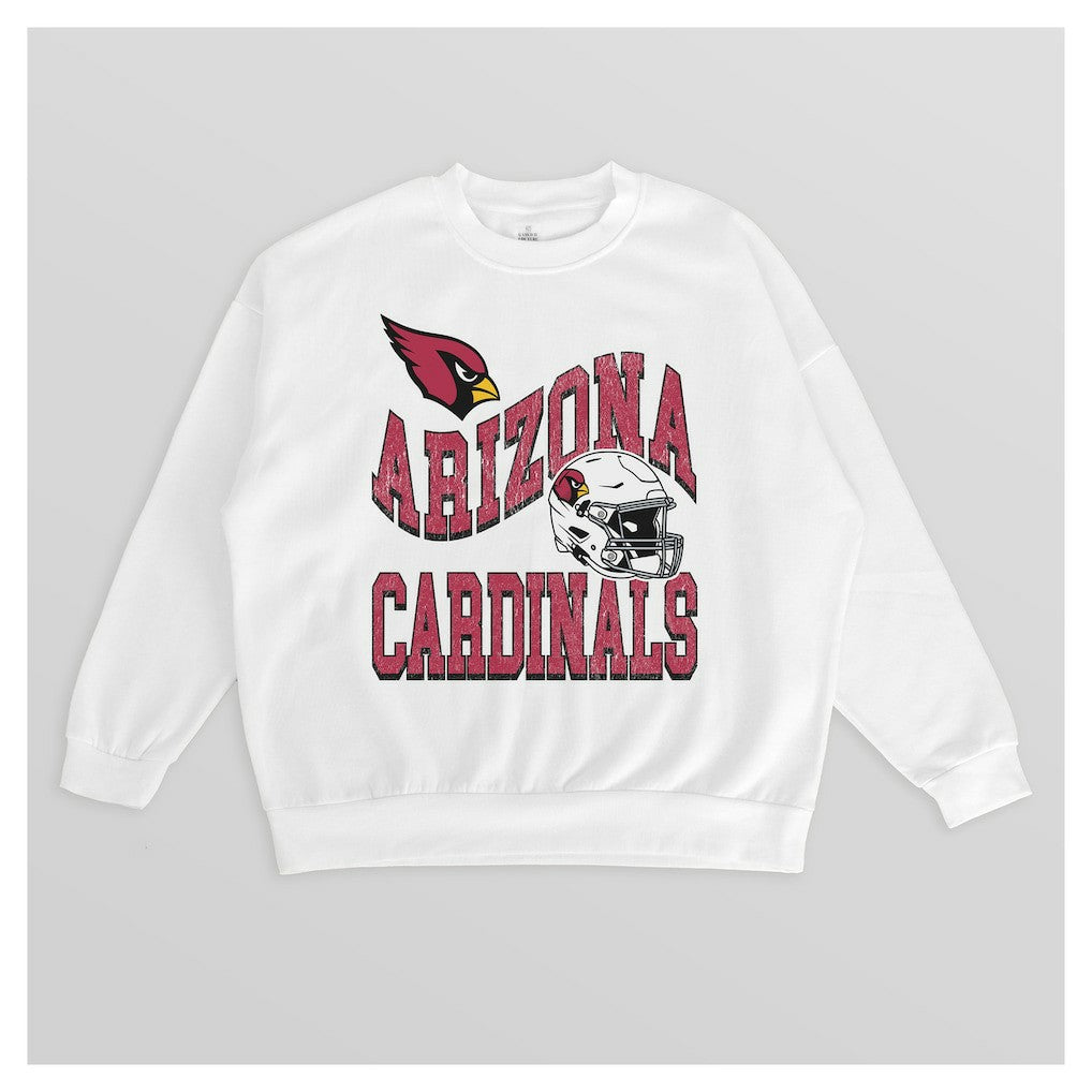 Arizona Cardinals Gameday Couture Women's Oversized Hard Earned Premium Fleece Pullover Sweatshirt White